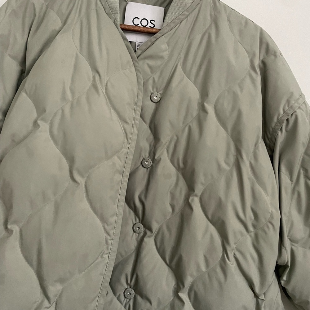 *PRICE FIRM* COS Quilted Puffer Bomber Jacket - Lovely Pistachio Green - Picture 2 of 11